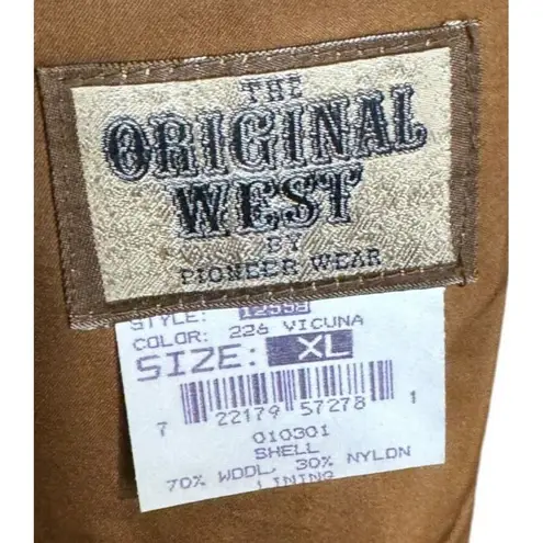 Pioneer Wear Women's Coat Vintage Original West Classics Cashmere Ranch Brown XL
