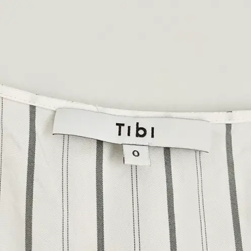 Tibi Women’s Silk Anna Stripe Spaghetti Strap Cami in White and Black Size 0