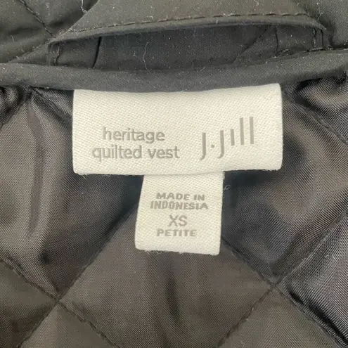 J Jill Heritage Women Quilt Vest XS Black Lightweight Full Zip Gorpcore Neutral