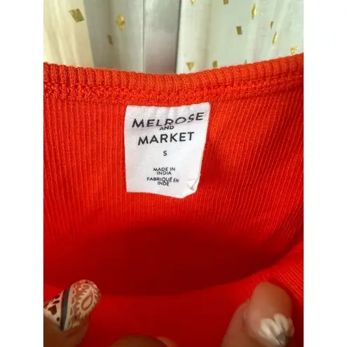 Melrose and Market NWT Knit Cami Orange Fiesta Bodycon Side Ruching Mini Dress S
