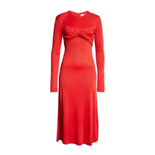Farm Rio Twisted Cup Midi Dress - Size Small - Red (New)