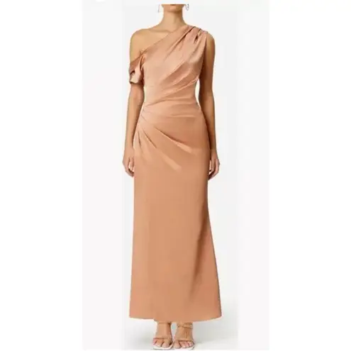 Elliatt copper Retreat one shoulder satin gown Size Large Cocktail Bodycon