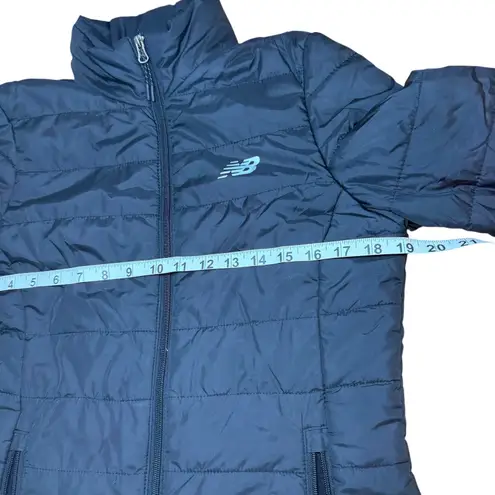 New Balance  Women's Puffer Jacket Black Full Zip Stand Collar Quilted Warm