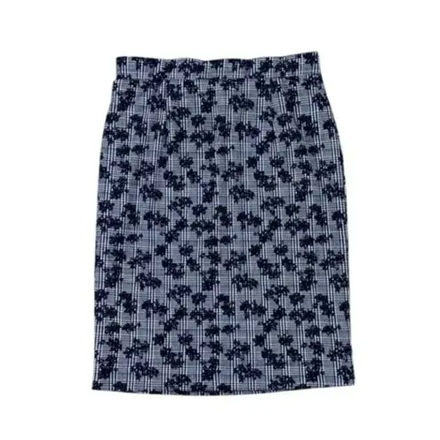 41 Hawthorn NWT Stitch Fix Black White Floral Camellia Knit Pencil Skirt Gray Size M