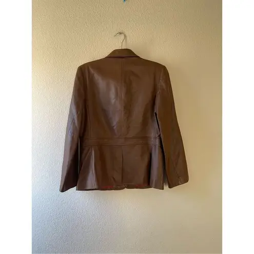 Valerie Stevens Y2k  lamb leather brown blazer jacket size medium