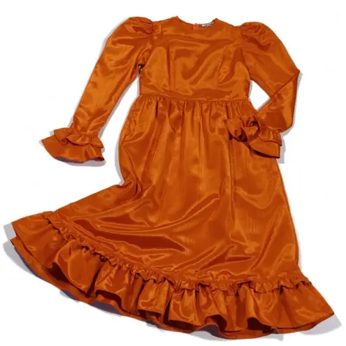 Batsheva NEW Prairie Victorian vampire womens Dress in Orange Moire Size 4