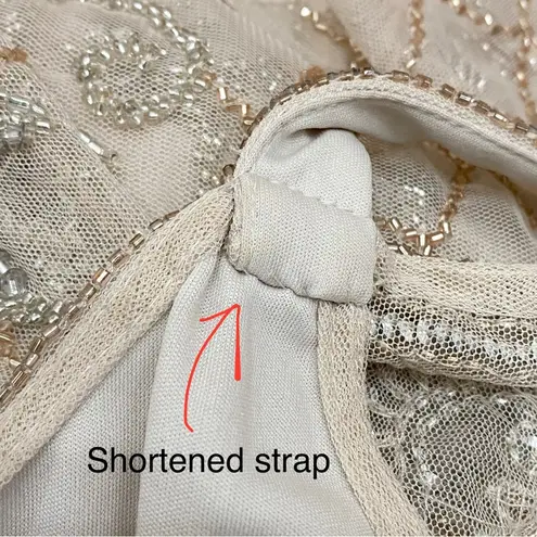 Aidan Mattox Beaded Sweetheart Cold Shoulder Capelet Sleeve Gown Long Dress 8