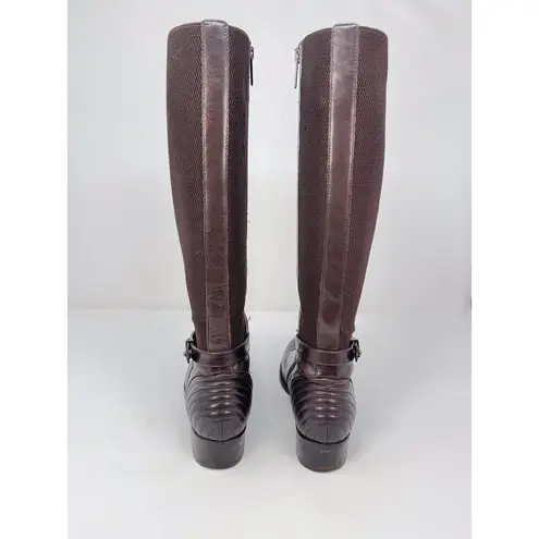 Aquatalia Womens Boots Brown Leather Knee High Tall Zip Up Riding Italian US 6.5