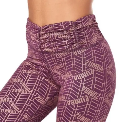 Zumba NWT Plum Purple Glitter Ruched Leggings New
