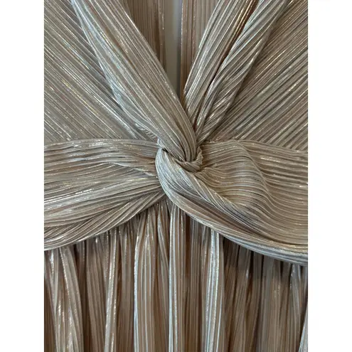 Sabina Musayev Adi Pearl Blush Metallic Pleated Mini Dress Size L Gold Size L