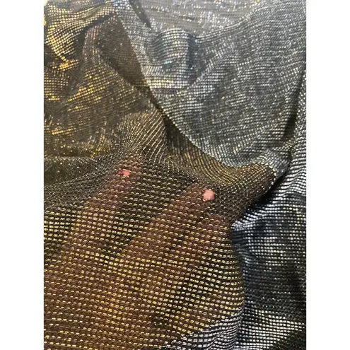 Vintage My Kinda Gal Metallic Geometric Batwing 80’s Relaxed Sheer Blouse Sz Lg