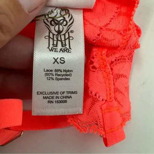 We Are HAH Chi Bralette Fried Salmon Pink Floral Lace Sheer Adjustable XS NEW