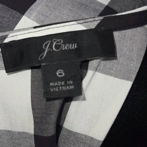 J. Crew Womens Puff Sleeve Oversized Gingham Top Black & White Size 6