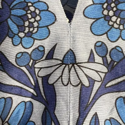 Sandro Yana Blue Floral Print Puff Sleeve V-Neck Tiered Mini Dress Size M