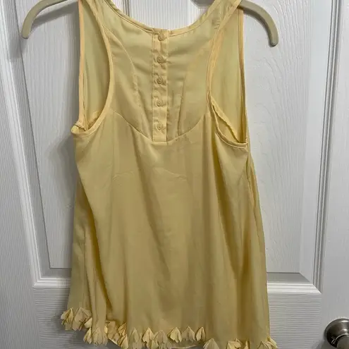 Esley  (Anthropologie) Ruffle Fringe Bottom Tank Shirt Top Small Light Yellow