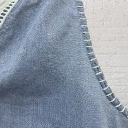 Joie Josepe Halter Top Size S Chambray Embroidered