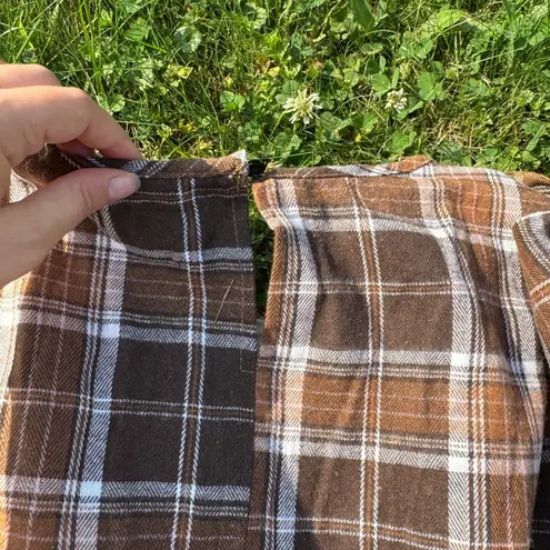 Romwe NWT Fairycore Women's Casual Plaid Patchwork Mushroom Embroidery Mini Dress