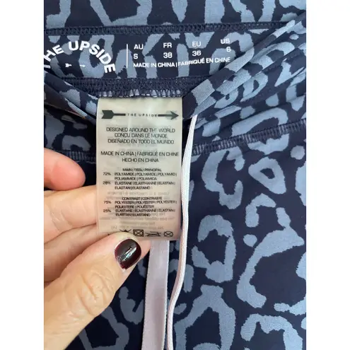 The Upside animal print racing stripe leggings size 6 Blue
