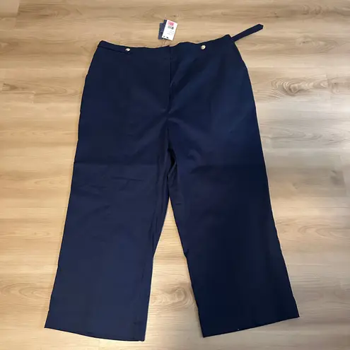 Skies Are Blue Navy Blue Cropped Wide Leg Pants 174470DL Curvy Size 2X NWT