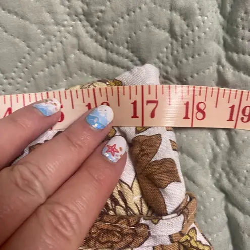 C&C California  Shorts Size 12 Floral Linen Blend High Wasit Retro Paperbag Brown - Image 5