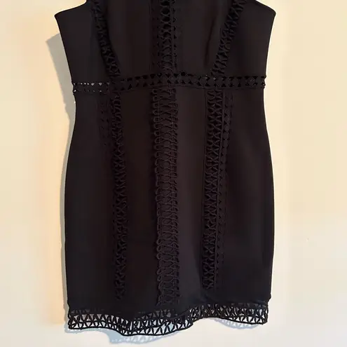 Free People  Sky Scraper Bodycon Crochet Mini Dress Size Small Black Racerback