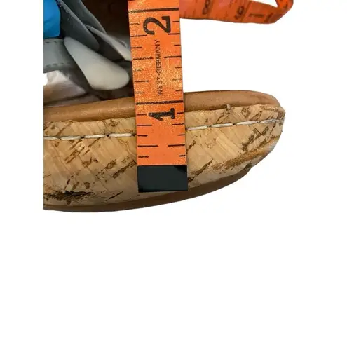 Born Miko Leather Flower Wedge Cork Sandals Platform Flip Flops Floral Summer Co Tan Size 9