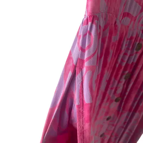 The Daily Planet Vintage 90s Women's Size Medium Pink Tribal Button Maxi Dress