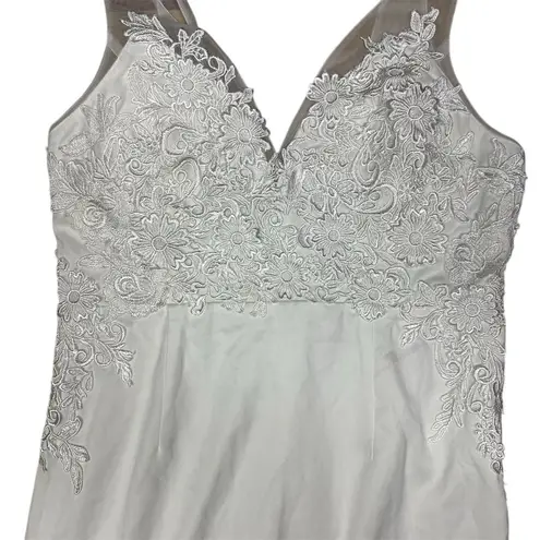 NWT Lulus Precious Promise White Satin Embroidered Lace Mermaid Maxi Dress XL