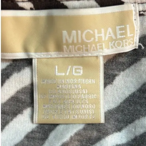 Vintage Y2K Michael Kors Blouse Large Baby Doll Empire Waist USA Zebra Hobo Brown