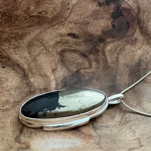 925 Apache Pyrite Gemstone Necklace 2.4” Protections & Grounding Stone Jewelry Silver