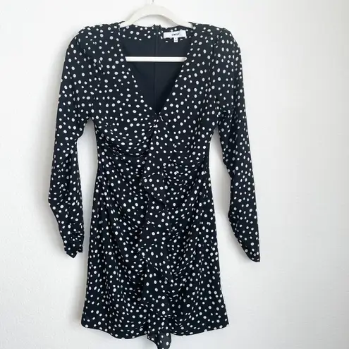 Likely Corinne Black & White Polka Dot Ruffle Long Sleeve Mini Dress