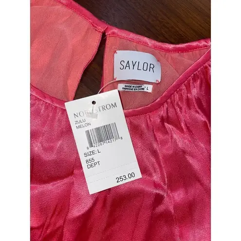 Saylor Zulu Satin Mini dress in Melon Pink Large New Womens Cocktail