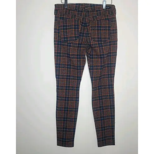 Liverpool Tartan Plaid Pants Sz 6/28 Cinnamon Navy Skinny Madonna Preppy Stretch