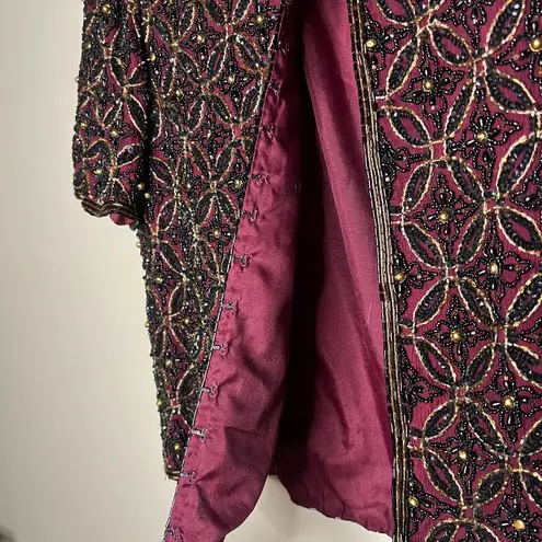 Vintage silk beaded short sleeve jacket Black