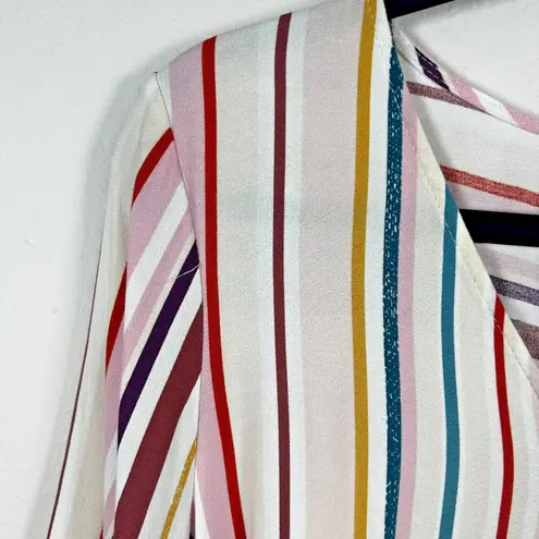 Urban Romantics Women's Striped Tie Front Crop Top Size M Multicolor Button Down