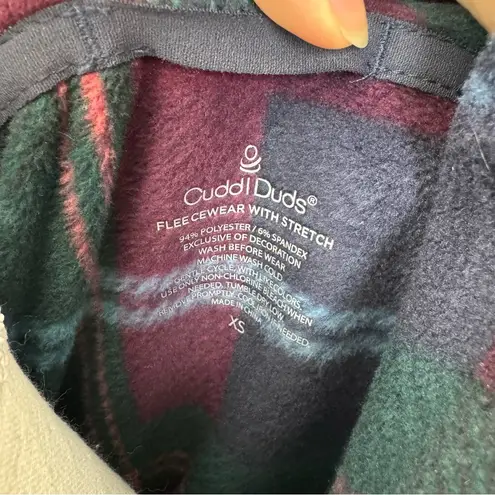 Cuddl Duds Fleecewear With Stretch Multicolor Plaid Lounge Jacket Button Pajama - Image 5