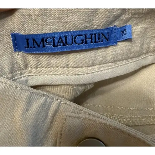 J. McLaughlin Wide Leg Pants Sz 10 High Rise Crop Beige Chino Stretch Career EUC