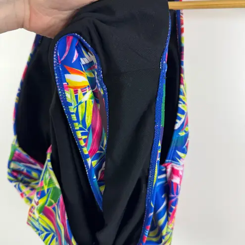 Breeza Tropical Floral One Piece Swimsuit Size 18W Halter Pool Vacation Beachy Blue