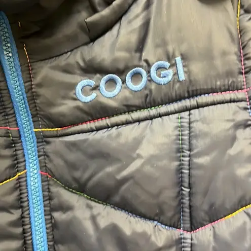 COOGI Navy Blue Hooded Vest L Rainbow Stitching