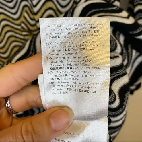 Missoni Zigzag Pattern Fine Knit Lightweight Sweater Blouse Metallic Gold XXL 12