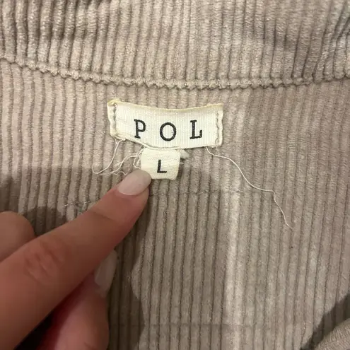 POL Women's Cropped Corduroy Beige Lightweight Relaxed Jacket Tan Size L