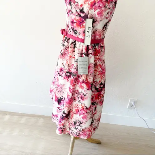Eliza J Pink Tulip Floral Belted Print Faille Fit & Flare Dress NWT | 8