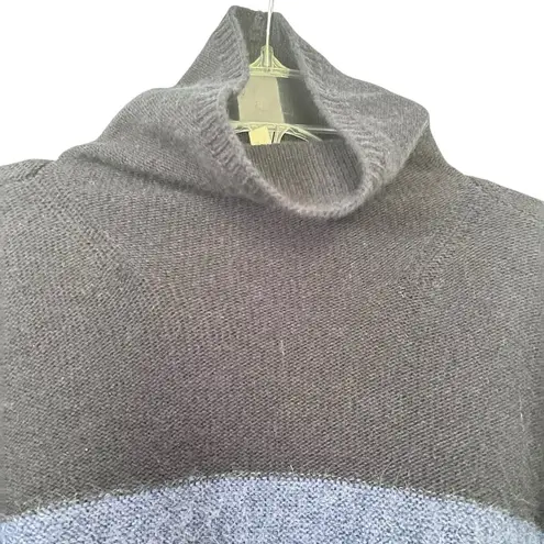 Rebecca Taylor Knit Wool Mohair Cashmere Cowl Neck Fringe Hem Blue Sweater Sz S