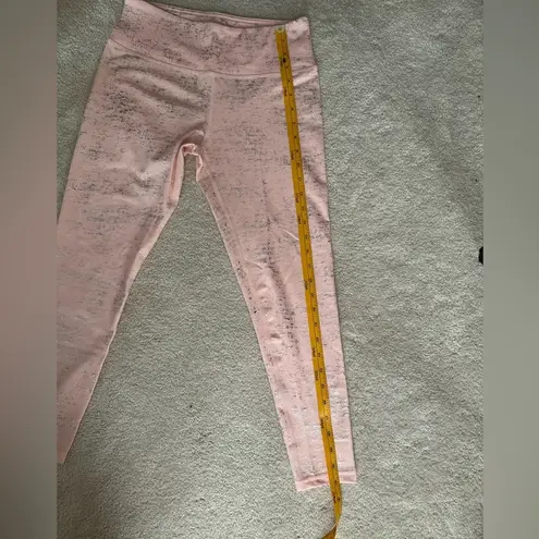 Kimberly Silver Shimmery Light Pink Bra and Leggings Yoga Set Size Medium