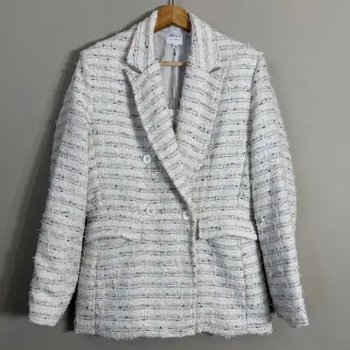MISA Los Angeles Penny Tweed Blazer Jacket Women's XS Winter White Career NWT