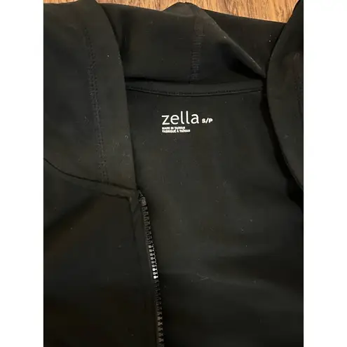 Zella  full zip hooded black jacket. Adjustable waist. Women’s Small