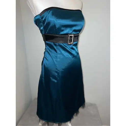 Teeze Me Vintage y2k Tube Top Teal Party Cocktail Mini Dress 5