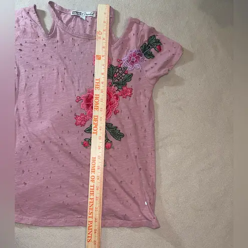 Gypsies & Moondust Pink Floral Embroidered Women's Top size small Y2K