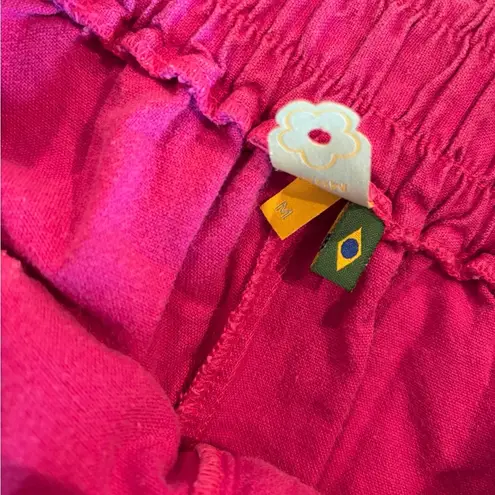 Farm Rio Linen Blend Pink Cargo Shorts M