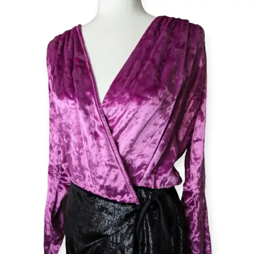 The Attico Velvet Wrap Dress Black Pink Size X